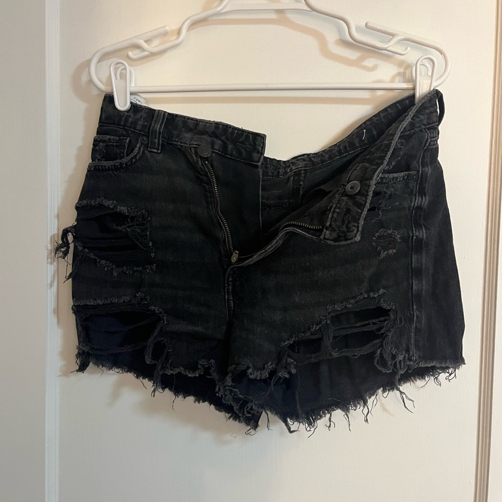 American Eagle Outfitters Black Distressed Jean Shorts